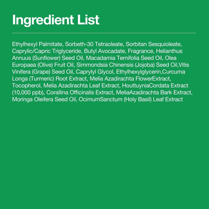 Ingredient list for Anua Heartleaf Pore Control Cleansing Oil printed in white text on a green background