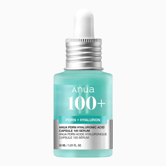 Anua PDRN Hyaluronic Acid Capsule 100 Serum 30ml dropper bottle, clean front packshot on white background