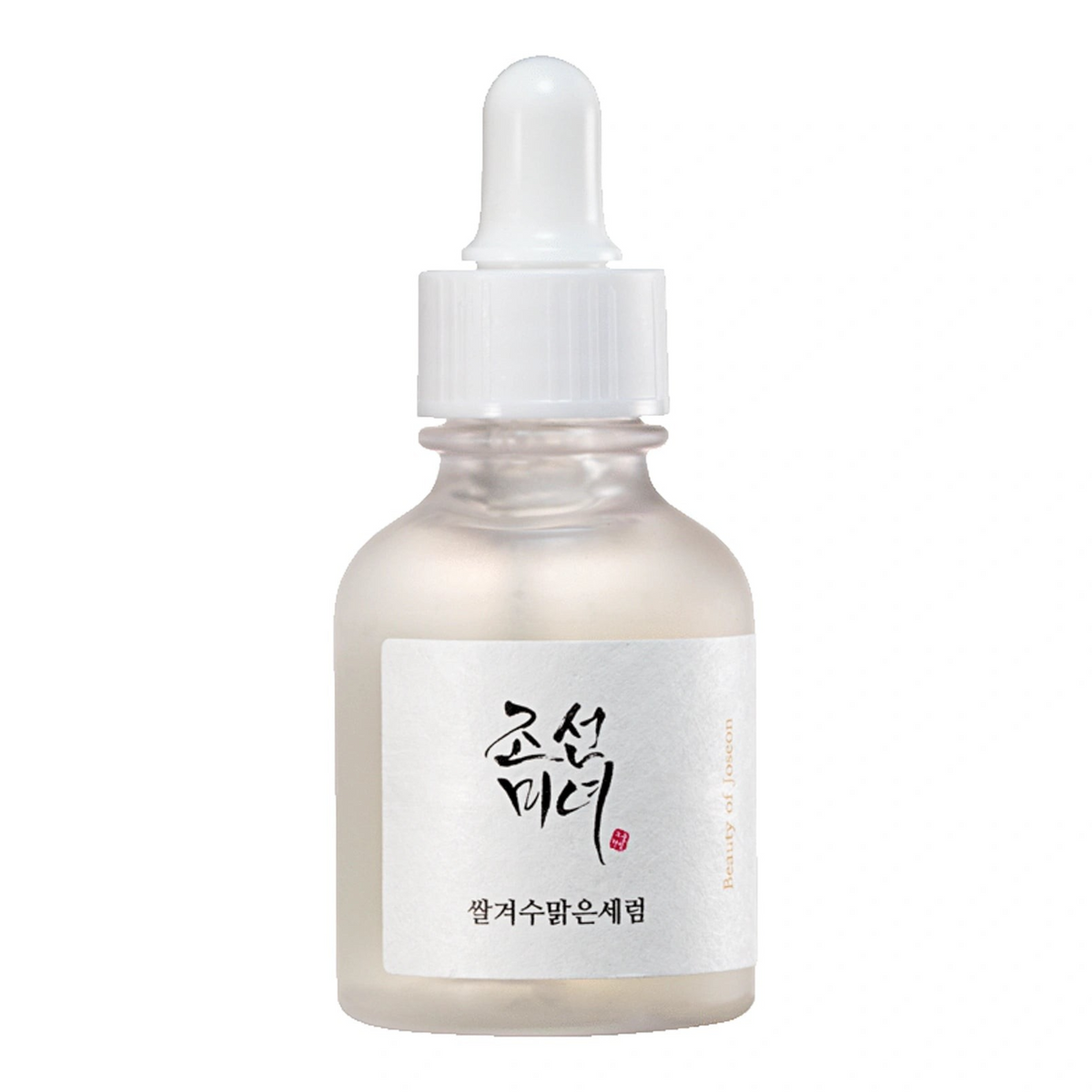 Beauty of Joseon Glow Deep Serum Rice + Alpha-Arbutin 30ml white dropper bottle, front view on white background
