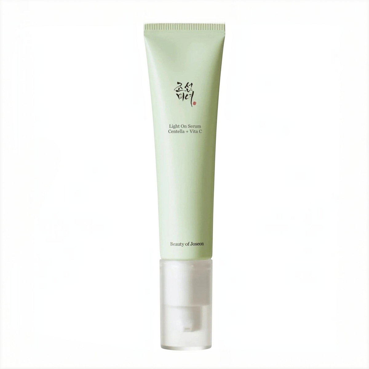Beauty of Joseon Light On Serum Centella + Vita C 30ml pale green tube, full front packshot on plain light background