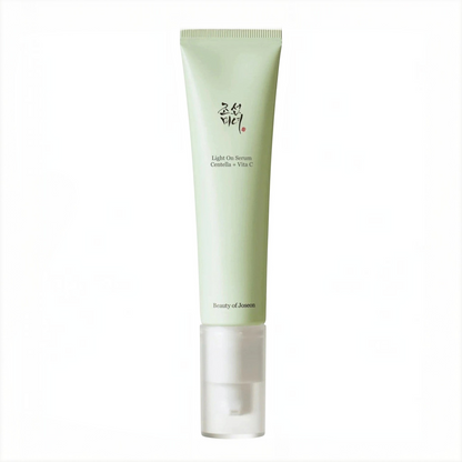 Beauty of Joseon Light On Serum Centella + Vita C 30ml pale green tube, full front packshot on plain light background