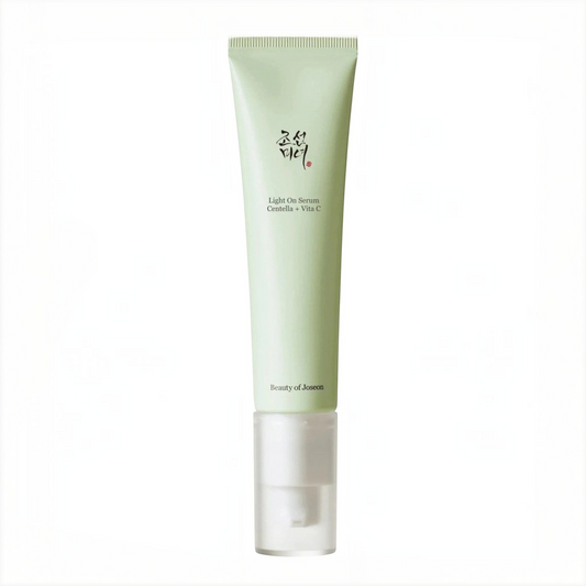 Beauty of Joseon Light On Serum Centella + Vita C 30ml pale green tube, full front packshot on plain light background