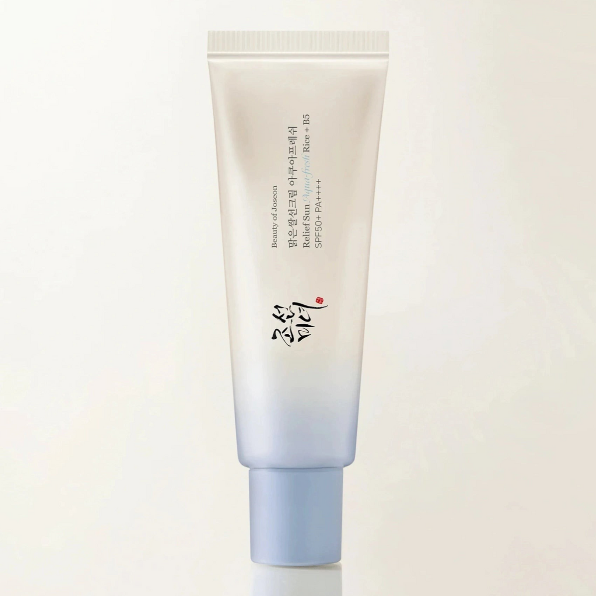 Beauty of Joseon Relief Sun Aqua-Fresh Rice + B5 50ml sunscreen tube, full front packshot, light clean background