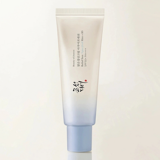 Beauty of Joseon Relief Sun Aqua-Fresh Rice + B5 50ml sunscreen tube, full front packshot, light clean background