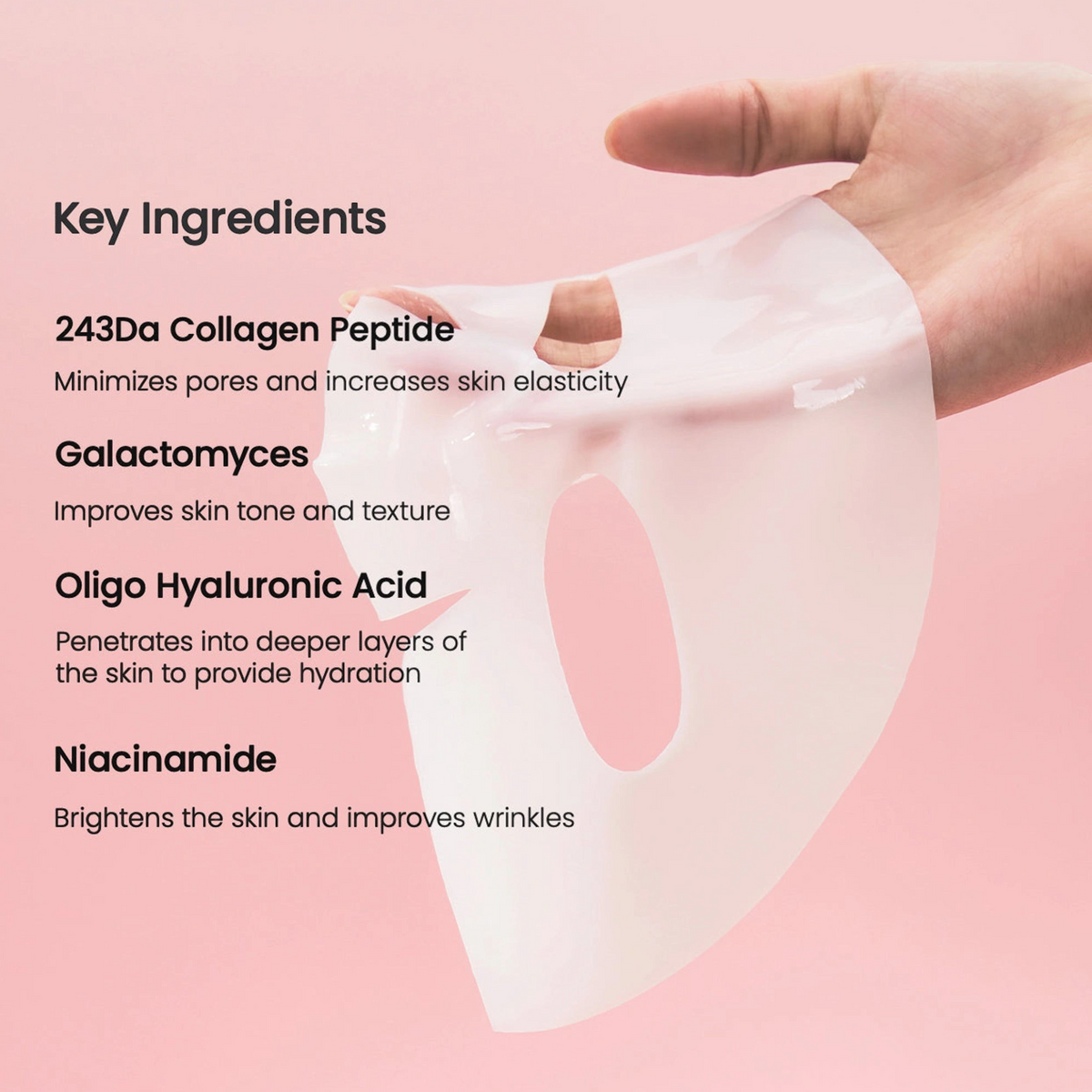 Biodance Bio-Collagen Real Deep Mask 34g translucent hydrogel sheet mask held up in hand showing its texture