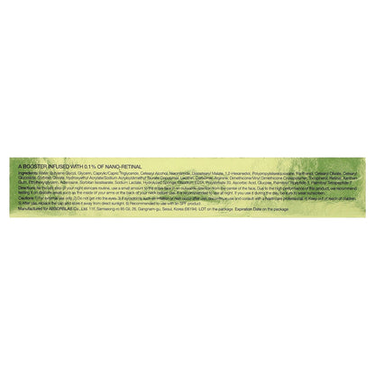 celimax Vita A Retinal Shot Tightening Booster 15ml - box back panel showing ingredient list and directions in English