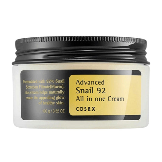 COSRX Advanced Snail 92 All in One Cream 100g white jar with black lid, front packshot on white background