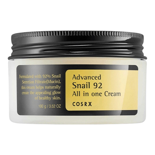 COSRX Advanced Snail 92 All in One Cream 100g white jar with black lid, front packshot on white background